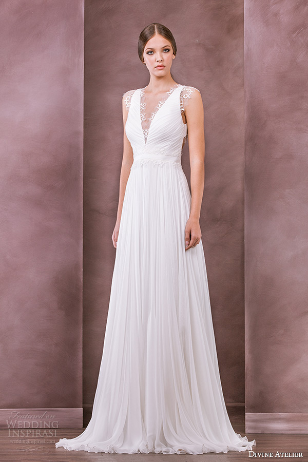 divine atelier wedding dress 2015 bridal plunging v neckline a line gown chloe