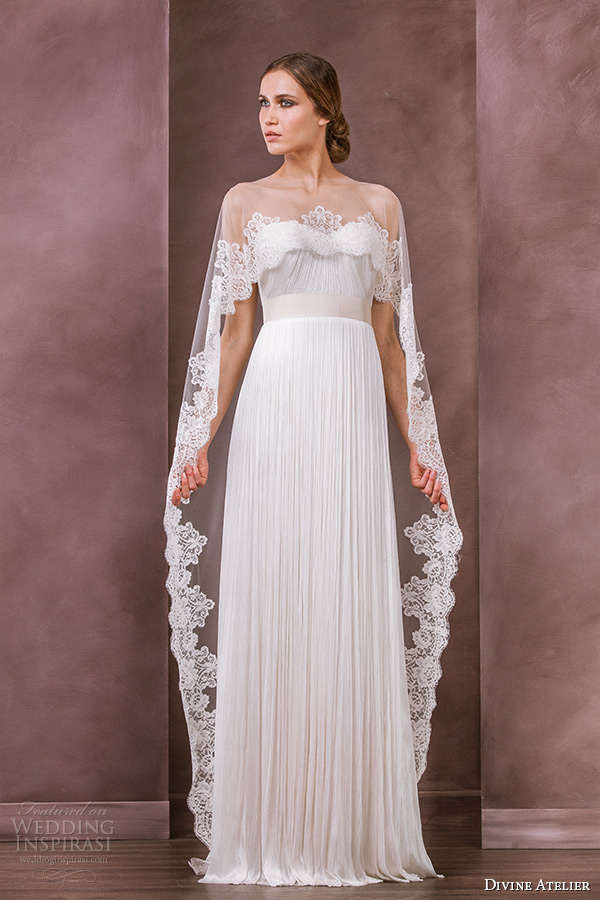 divine atelier wedding dress 2015 bridal sheer floor length lace helm bolero anida