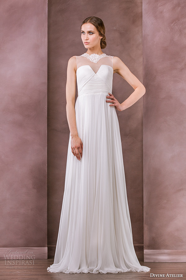 divine atelier wedding dress 2015 bridal sheer jewel neckline empire gown idilia