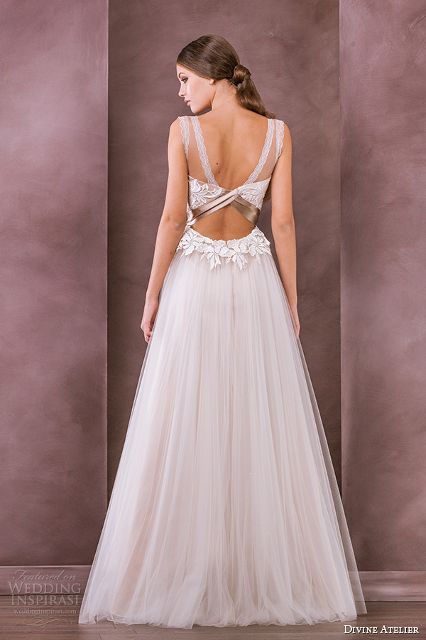 divine atelier wedding dress 2015 bridal sleeveless strap v neckline embroidery bodice tullet a line gown inna back