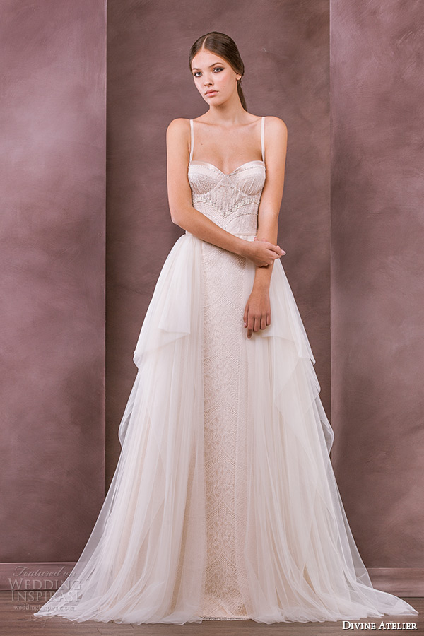 divine atelier wedding dress 2015 bridal spagetti strap bustier neckline a line gown ava