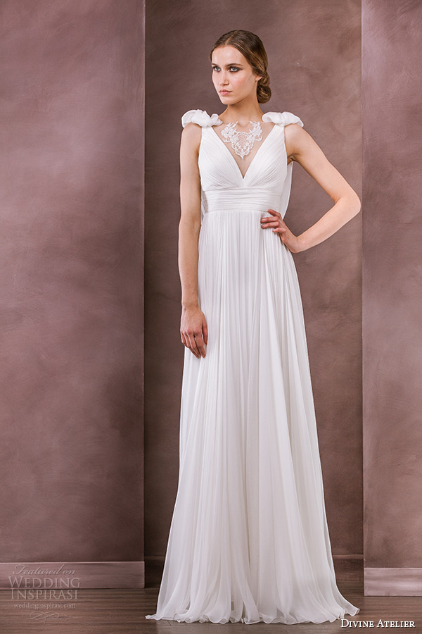 divine atelier wedding dress 2015 bridal v neckline sleeveless grecian empire gown raysa