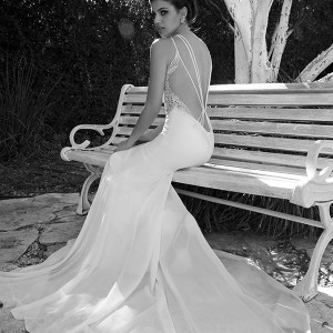 elihav sasson wedding dress 2015 ultra low back lace embroidery sheath bridal gown back