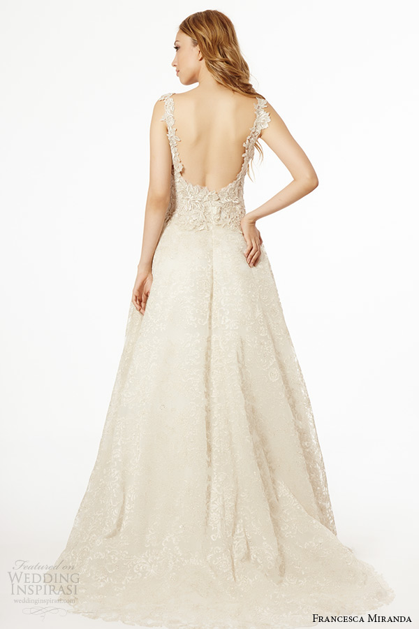 francesca miranda wedding dress fall 2015 sleeveless embroidery strap sweetheart neckline ivory aline bridal gown creta back