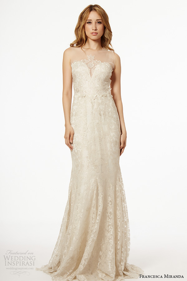 francesca miranda wedding dress fall 2015 strapless sweetheart neckline bridal ivory sheath gown salina