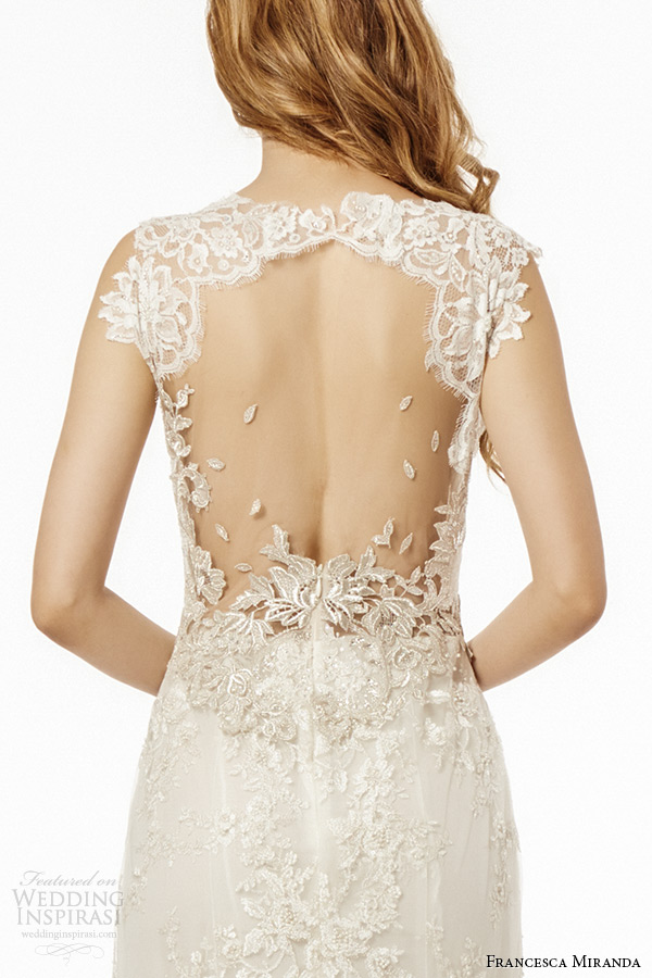 francesca miranda wedding dress fall 2015 thick lace strap plunging neckline bridal fit and flare gown palermo back zoom