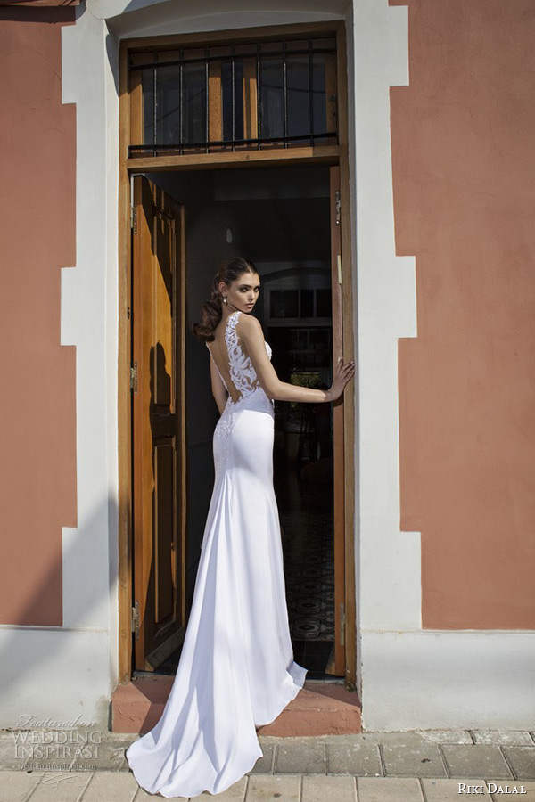 riki dalal wedding dress 2015 bridal lace strapped deep plunging neckline embroidered bodice waist cutout sheath gown back riki dalal wedding dress 2015 bridal lace strapped deep plunging neckline embroidered bodice waist cutout sheath gown back