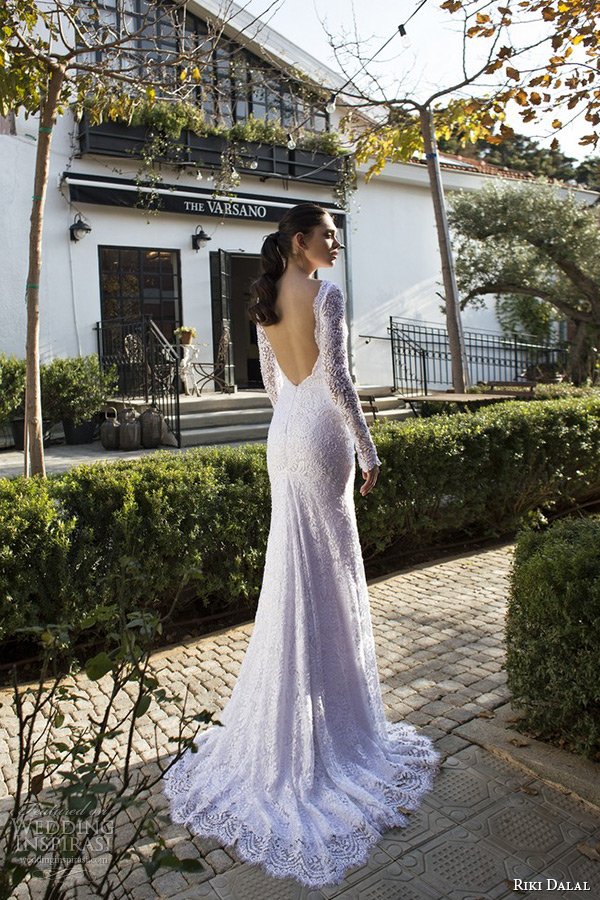riki dalal wedding dress 2015 bridal long sleeves bateau neckline lace sheath gown back riki dalal wedding dress 2015 bridal long sleeves bateau neckline lace sheath gown back