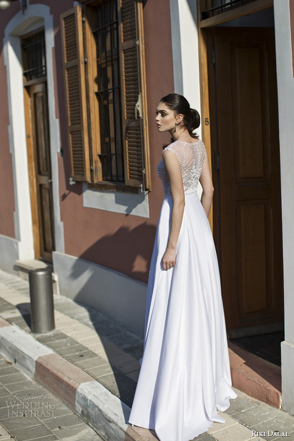 riki dalal wedding dress 2015 bridal sleeveless bateau neckline sheer embroidery top a line gown with pockets back riki dalal wedding dress 2015 bridal sleeveless bateau neckline sheer embroidery top a line gown with pockets back