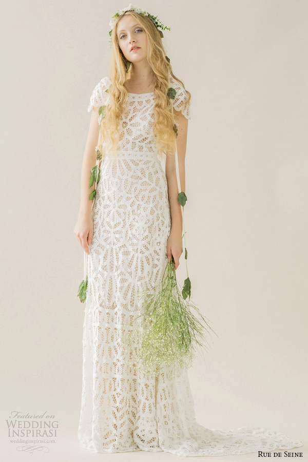 rue de seine wedding dress 2015 bridal cap sleeves bateau neckline cotton battenburg lace column full gown violet rue de seine wedding dress 2015 bridal cap sleeves bateau neckline cotton battenburg lace column full gown violet