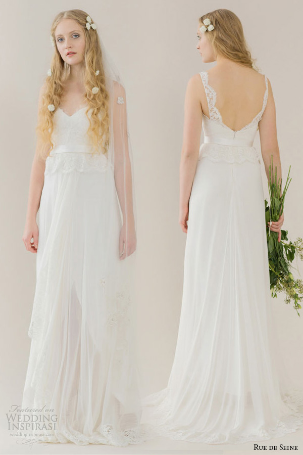 rue de seine wedding dress 2015 bridal lace strap sweetheart neckline peplum cascading front slit a line gown devin front back rue de seine wedding dress 2015 bridal lace strap sweetheart neckline peplum cascading front slit a line gown devin front back