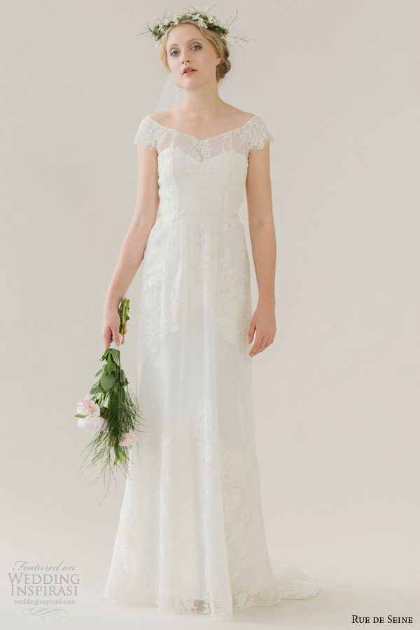 rue de seine wedding dress 2015 bridal off the shoulder lace sleeves neckline pleated skirt soft a line gown libby rue de seine wedding dress 2015 bridal off the shoulder lace sleeves neckline pleated skirt soft a line gown libby