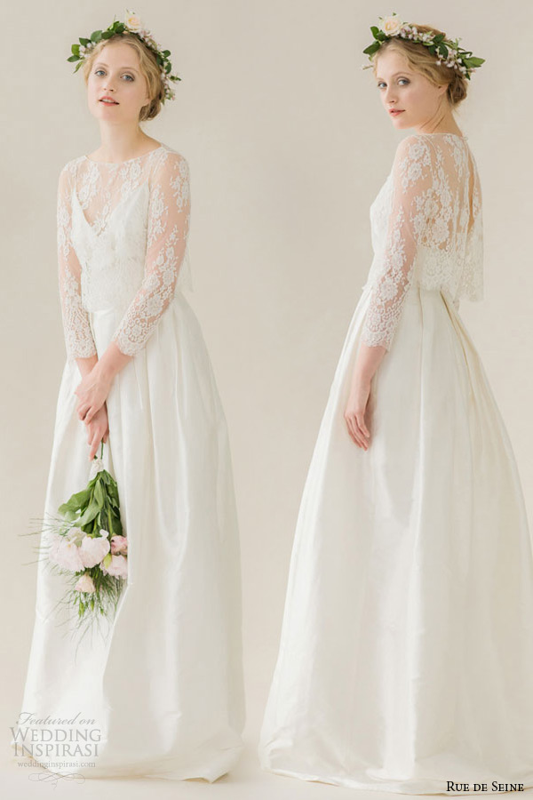 rue de seine wedding dress 2015 bridal spagetti strap dupion v neckline full pleated skirt sophia lace bolero rue de seine wedding dress 2015 bridal spagetti strap dupion v neckline full pleated skirt sophia lace bolero