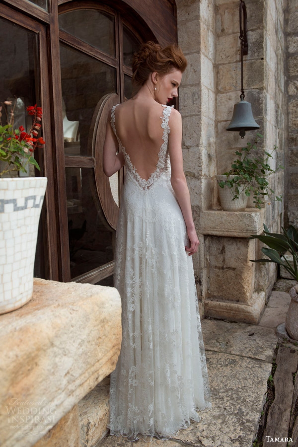 tamara 2013 2014 catherine sleeveless lace wedding dress back view