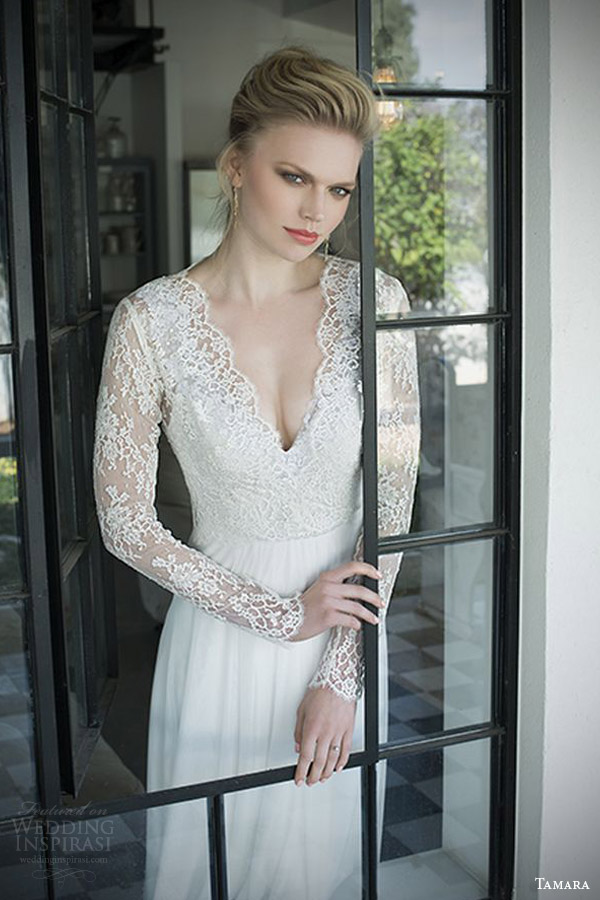 tamara bridal 2014 2015 spring sleeveless wedding dress embellished straps long sleeve lace topper