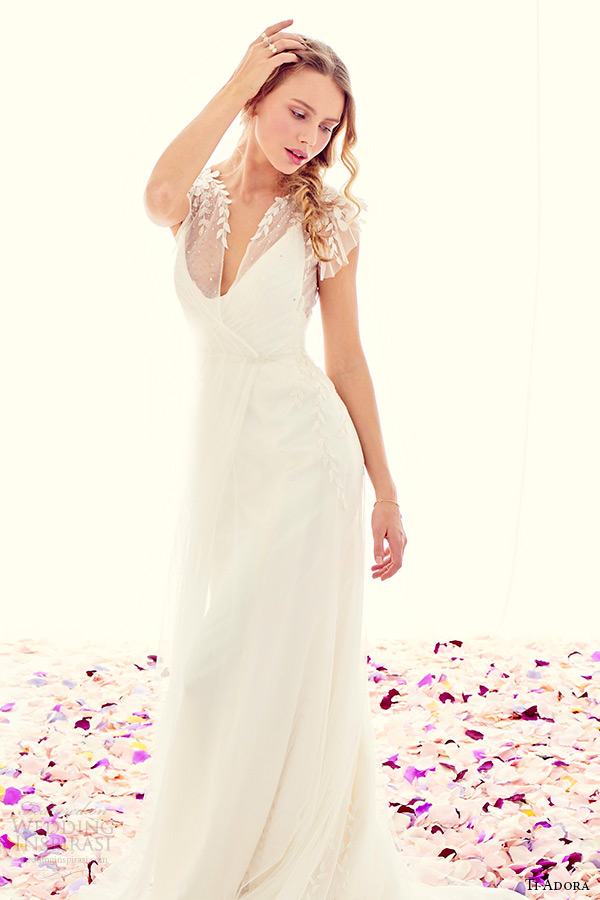 ti adora weding dress spring 2015 ivory charmeuse modified a line gown detachable embroidered net wrap dress 7512 full