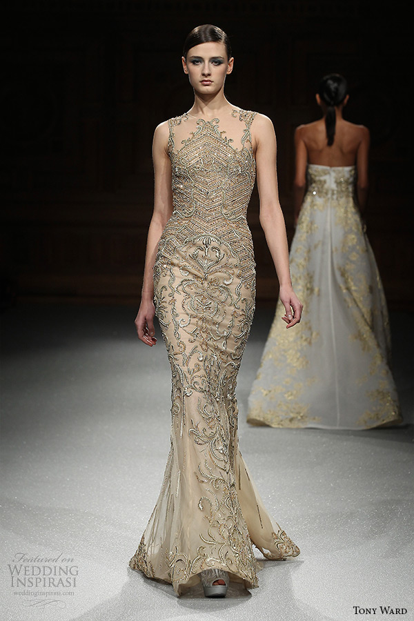 tony ward couture spring summer 2015 runway sleeveless filigree embroidery mermaid ivory dress