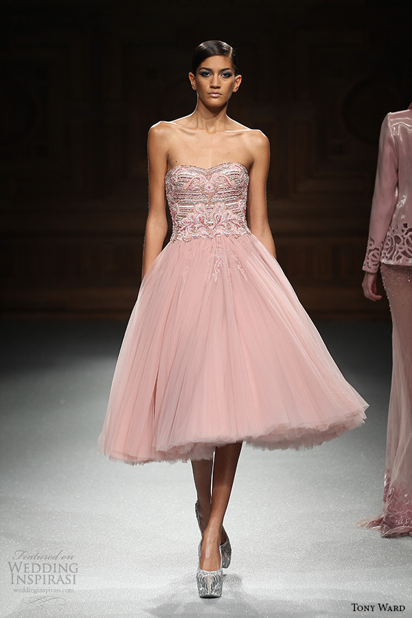 tony ward couture spring summer 2015 runway strapless short pink fluffy dress