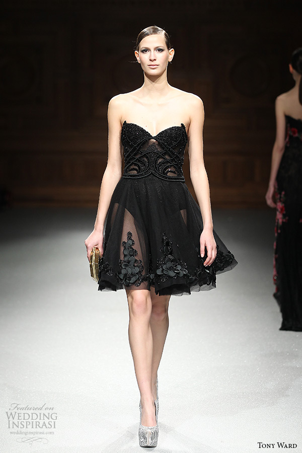 tony ward couture spring summer 2015 runway strapless sweetheart neckline black short dress