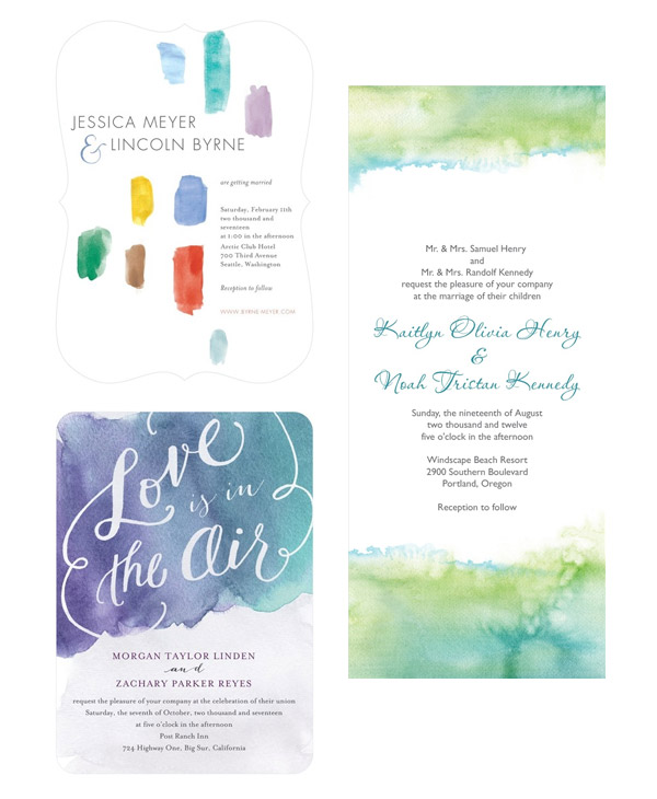 wedding paper divas wedding invitation watercolor style invites brushed devotion air of affection soft sea