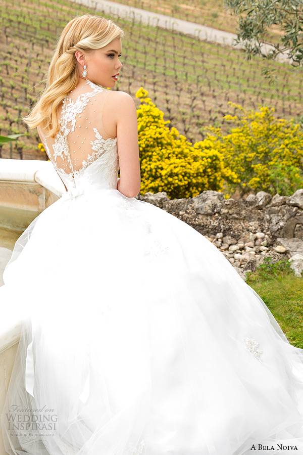 a bela novia 2015 wedding dress illusion beaded strap sweetheart neckline a line bridal gown back