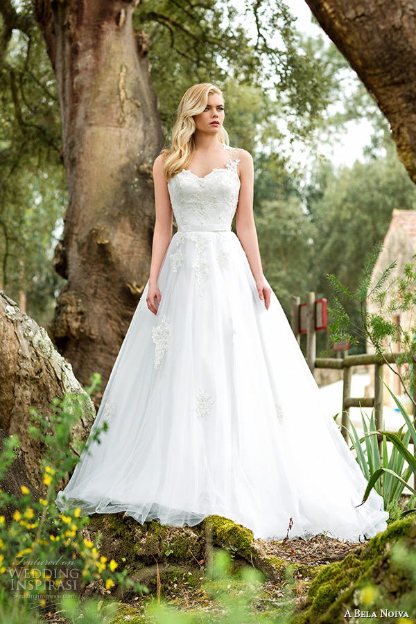 a bela novia 2015 wedding dress illusion beaded strap sweetheart neckline a line bridal gown