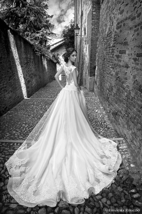alessandra rinaudo bridal 2015 silvie lace cap sleeve wedding dress illusion heart shaped keyhole back view train