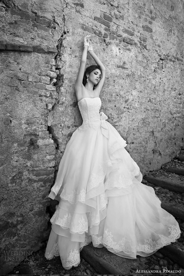 alessandra rinaudo bridal 2015 sophie strapless ball gown wedding dress layered lace edged skirt