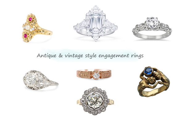 antique engagement rings vintage style ring fine jewelry diamond gold platinum art deco nouveau edwardian victorian