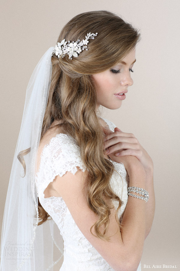 bel aire bridal 2015 wedding hair accessories floral rhinestone comb veil 947a8618