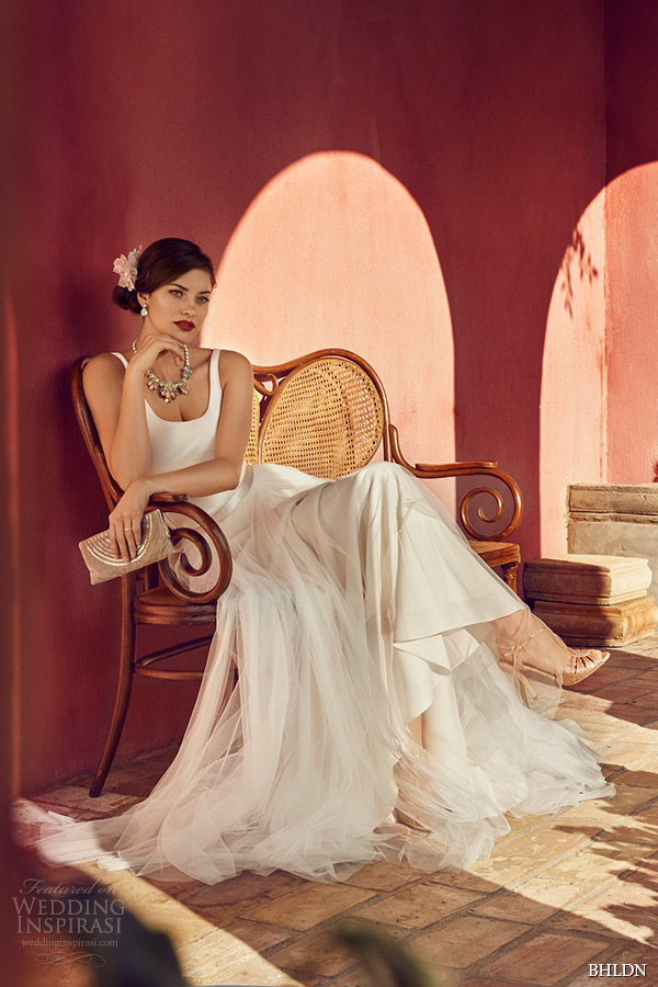 bhldn spring 2015 wedding dresses soft netting ivory tille satin slim gown ivory gracia skirt villa sophia california photo shoot signe vilstrup