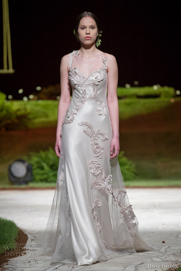 david fielden 2015 8310 bridal sleeveless colored wedding dress straps applique