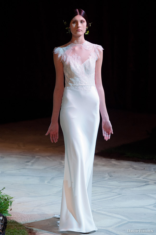 david fielden 2015 bridal 8347 petal sleeve sheath wedding dress