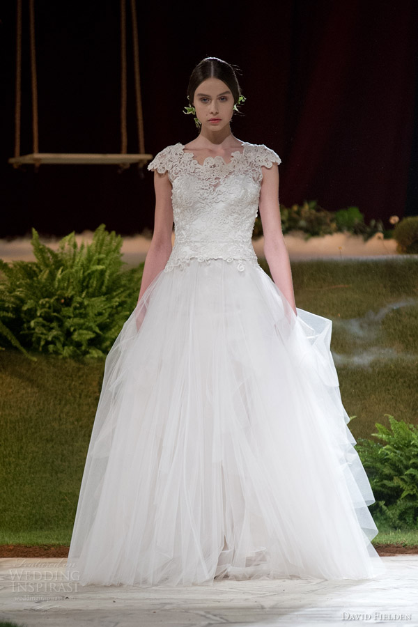 david fielden 2015 bridal 8364 lace cap sleeve wedding dress