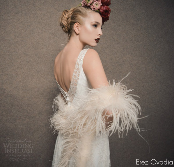 erez ovadia 2015 blossom bridal collection lily sleeveless wedding dress v neckline back view erez ovadia 2015 blossom bridal collection lily sleeveless wedding dress v neckline back view