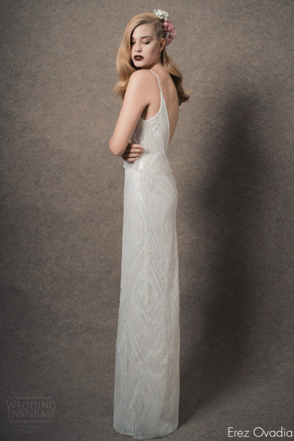 erez ovadia bridal 2015 blossom camille sleeveless wedding dress sequin thin straps two piece back view erez ovadia bridal 2015 blossom camille sleeveless wedding dress sequin thin straps two piece back view