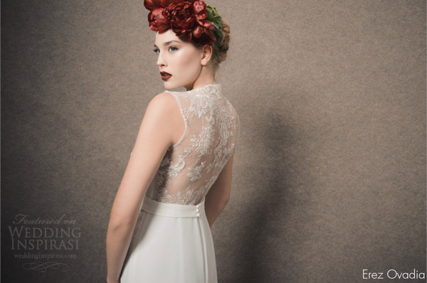 erez ovadia bridal 2015 blossom lenny sleeveless wedding dress keyhole front jewel neckline illusion lace back view erez ovadia bridal 2015 blossom lenny sleeveless wedding dress keyhole front jewel neckline illusion lace back view