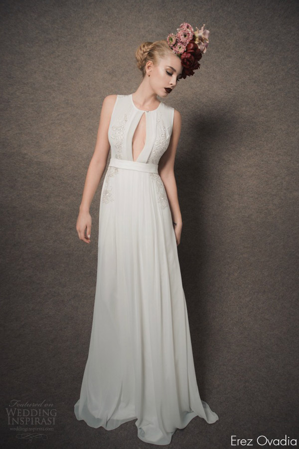 erez ovadia bridal 2015 blossom lenny sleeveless wedding dress keyhole front jewel neckline erez ovadia bridal 2015 blossom lenny sleeveless wedding dress keyhole front jewel neckline