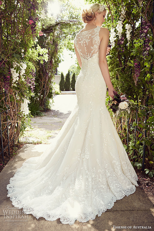 essense of australia wedding dress 2015 bridal jeweled lace shoulder strap v neckline mermaid gown d1779