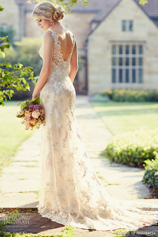 essense of australia wedding dress 2015 bridal jeweled strap v neckline ivory sheath gown d1786