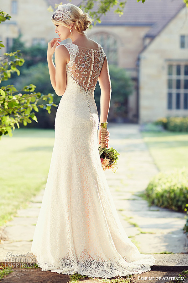 essense of australia wedding dress 2015 bridal lace shoulder strap sweetheart neckline embellished illusion back sheath gown d1848