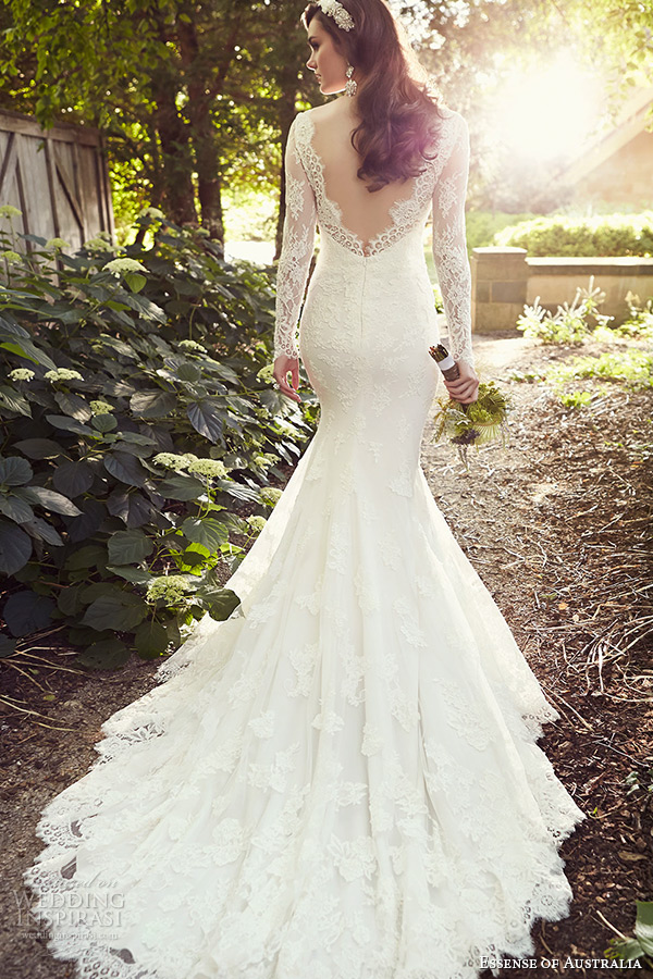 essense of australia wedding dress 2015 bridal long sleeves sweetheart neckline a line gown d1745