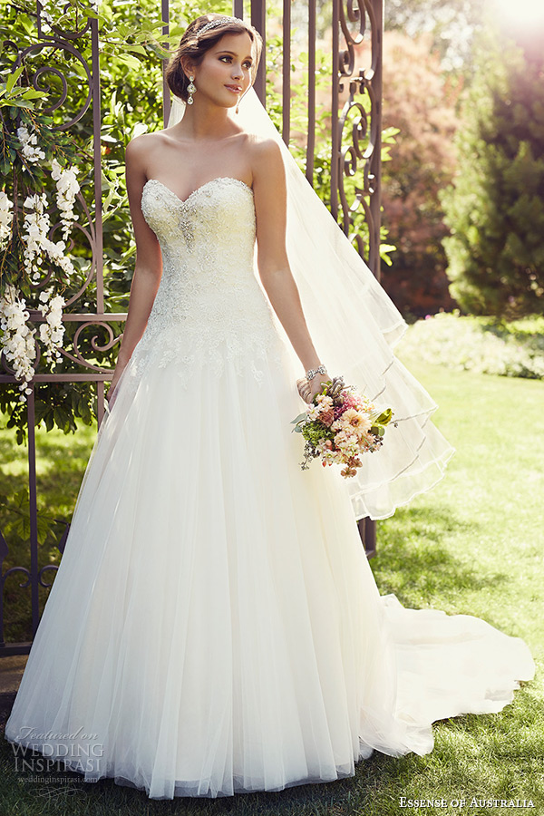 essense of australia wedding dress 2015 bridal strapless sweetheart neckline a line gown d1866