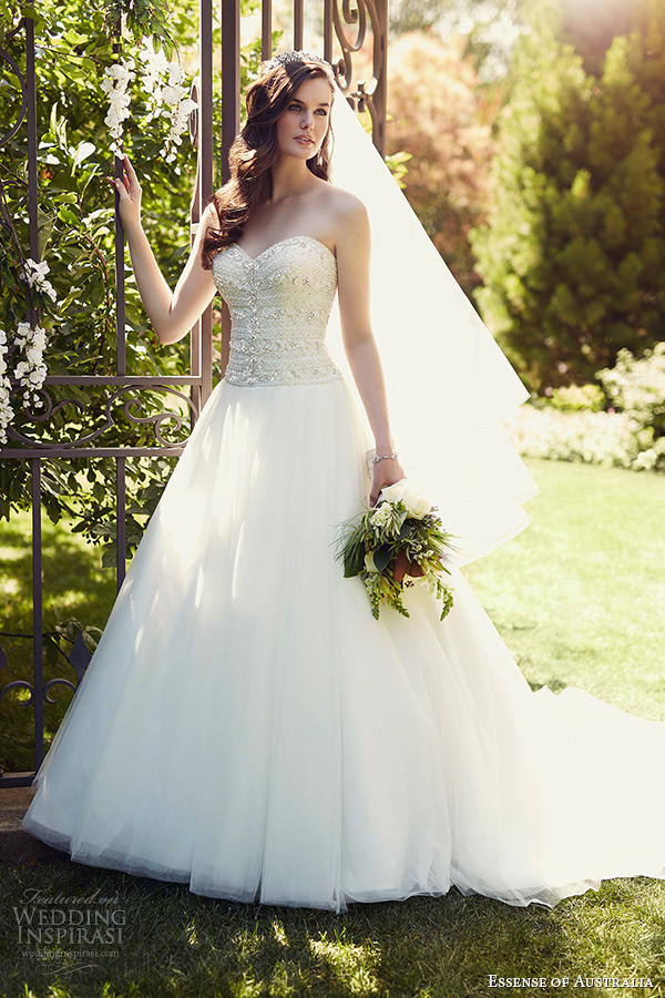 essense of australia wedding dress 2015 bridal strapless sweetheart neckline beaded corset bodice ball gown d1812