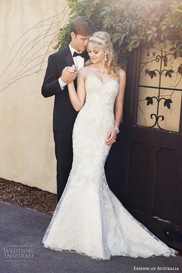 essense of australia wedding dress 2015 bridal strapless sweetheart neckline mermaid gown d1869