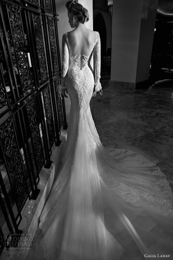 galia lahav 2015 tales of jazz age 2 eleanor long sleeve sheath wedding dress back view train