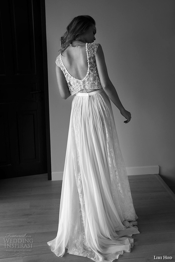 lihi hod wedding dresses 2015 bridal gown bateau neckline sleeveless embroidered lace top pleated tulle skirt dress style maple tree back