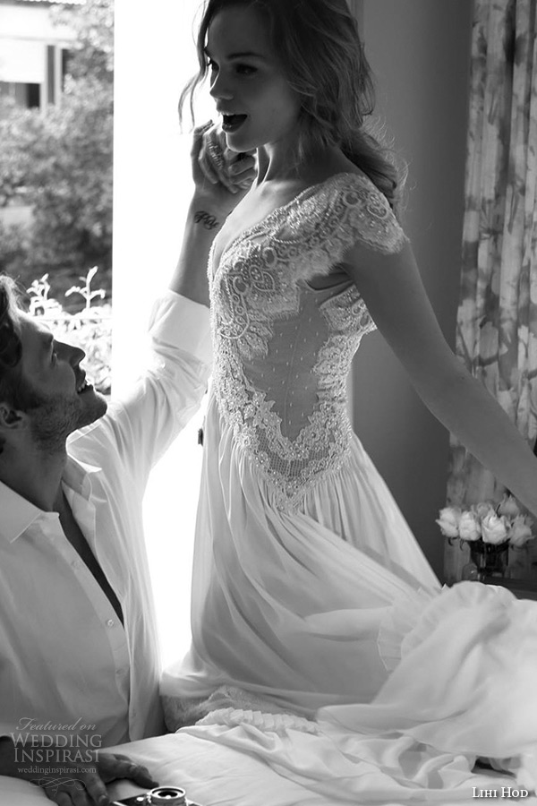 lihi hod wedding dresses 2015 bridal gown cap sleeves deep v neck lace embroidered bodice a line dress style tamara side view lihi hod wedding dresses 2015 bridal gown cap sleeves deep v neck lace embroidered bodice a line dress style tamara side view
