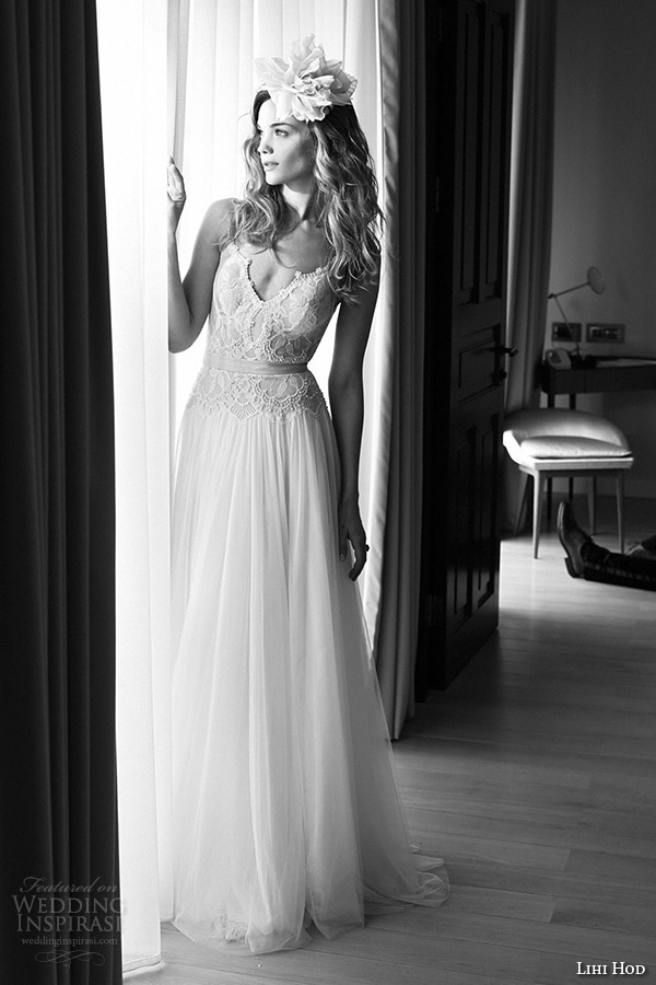 lihi hod wedding dresses 2015 bridal gown spagetti strap v neckline lace bodice tullet a line skirt full length dress style midnight ballerina