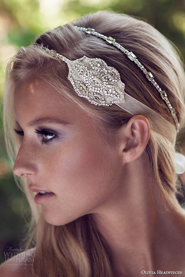 olivia headpieces 2015 wedding bridal crystal head band organza ribbon rayon tassels style wanda